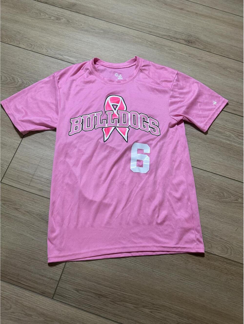 Badger Sport Pink Bulldogs Ribbon Graphic Tee Youth S